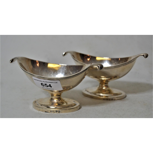 654 - Pair of George III silver two handled oval pedestal salts, 5.2oz