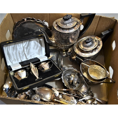 662 - Victorian silver plated and embossed four piece tea and coffee service, together with a quantity of ... 