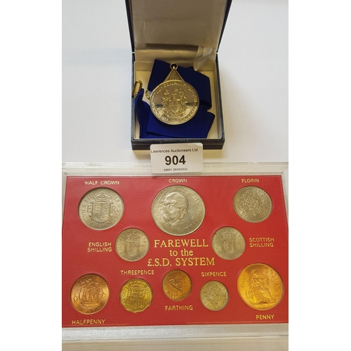 904 - Group of seven silver gilt coins by Royal Mint in original box (incomplete), ' Fairwell to the SD Sy... 