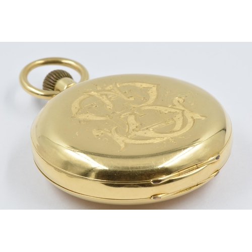 921 - Early 20th Century 18ct gold cased crown wind half hunter pocket watch, the movement inscribed Pearc... 