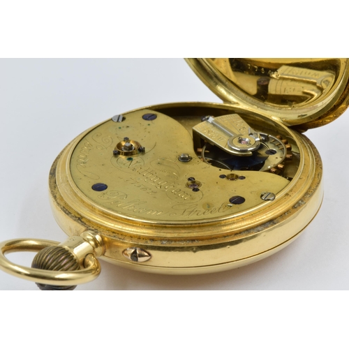 921 - Early 20th Century 18ct gold cased crown wind half hunter pocket watch, the movement inscribed Pearc... 