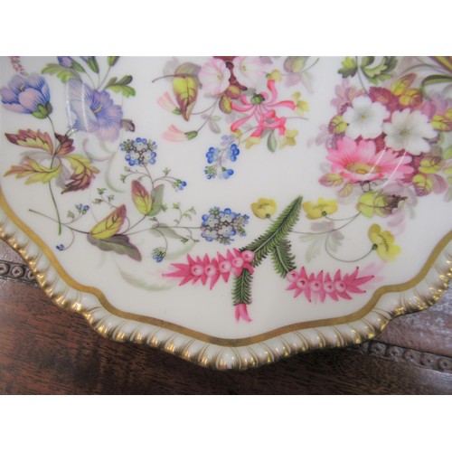 438 - Pair of 19th Century H & R Daniel circular plates painted with flowers by William Pollard, together ... 