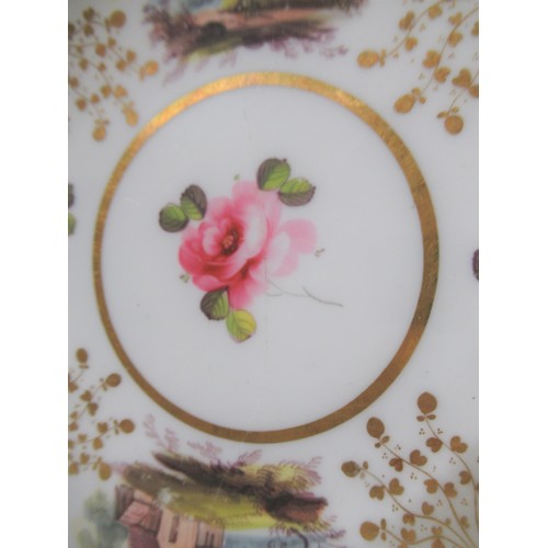 440 - 19th Century H & R Daniel floral and landscape painted cabinet cup and saucer