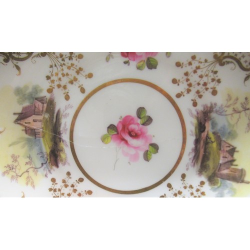 440 - 19th Century H & R Daniel floral and landscape painted cabinet cup and saucer