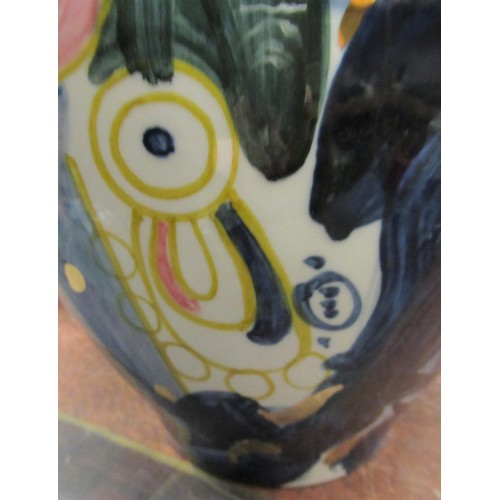 456 - Large modern porcelain baluster form vase decorated with stylised female portraits, 15.5ins high