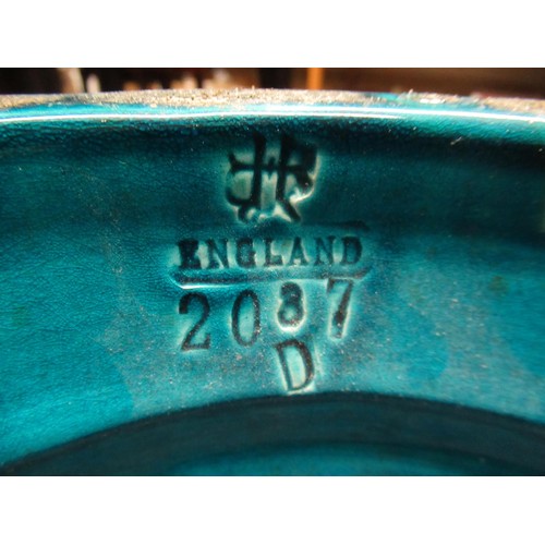 474 - Large Burmantoft turquoise glazed jardiniere and a similar Burmantoft turquoise glazed jardiniere st... 