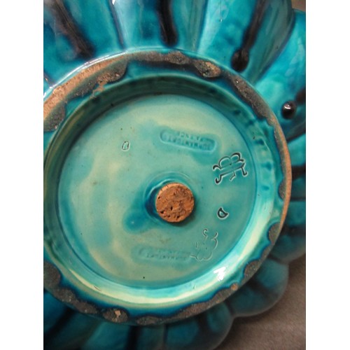 474 - Large Burmantoft turquoise glazed jardiniere and a similar Burmantoft turquoise glazed jardiniere st... 