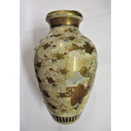 483 - 19th Century Satsuma baluster form vase decorated with Samurai warriors, 5ins high (at fault) and a ... 