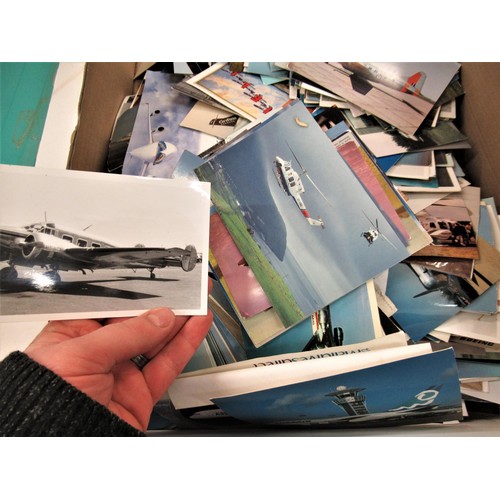 112 - Box containing a large quantity of aeronautical related postcards and photographs, together with ano... 