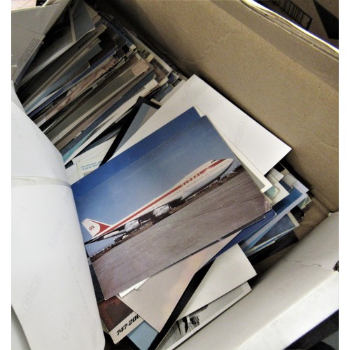 112 - Box containing a large quantity of aeronautical related postcards and photographs, together with ano... 