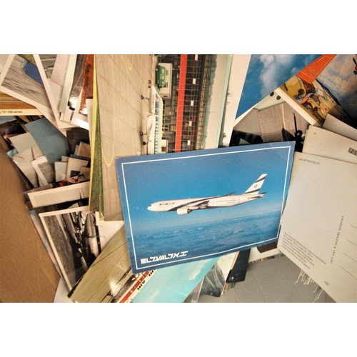 112 - Box containing a large quantity of aeronautical related postcards and photographs, together with ano... 