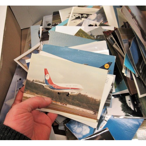 112 - Box containing a large quantity of aeronautical related postcards and photographs, together with ano... 