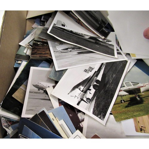 112 - Box containing a large quantity of aeronautical related postcards and photographs, together with ano... 