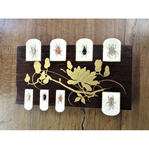 144 - Group of four oriental wooden and ebonised gilded Shibyama bridge counters