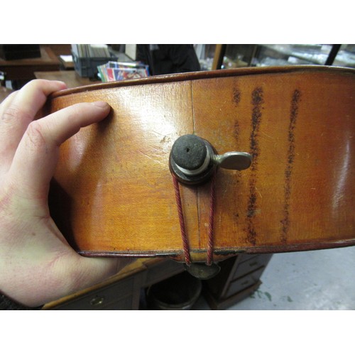 192 - Late 19th / early 20th Century cello with 29.5in two section back, with bow, in a soft case