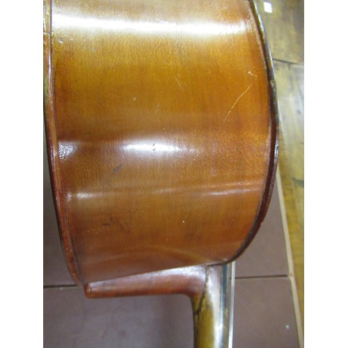 192 - Late 19th / early 20th Century cello with 29.5in two section back, with bow, in a soft case