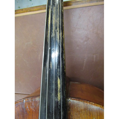 192 - Late 19th / early 20th Century cello with 29.5in two section back, with bow, in a soft case