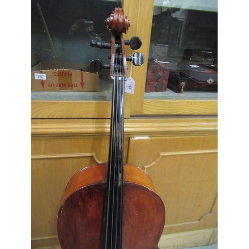 192 - Late 19th / early 20th Century cello with 29.5in two section back, with bow, in a soft case