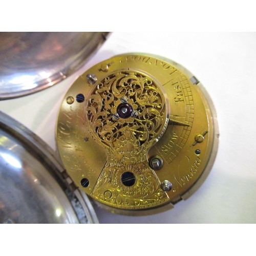 903 - 19th Century English silver cased Hunter pocket watch, the enamel dial with Roman numerals, numbered... 