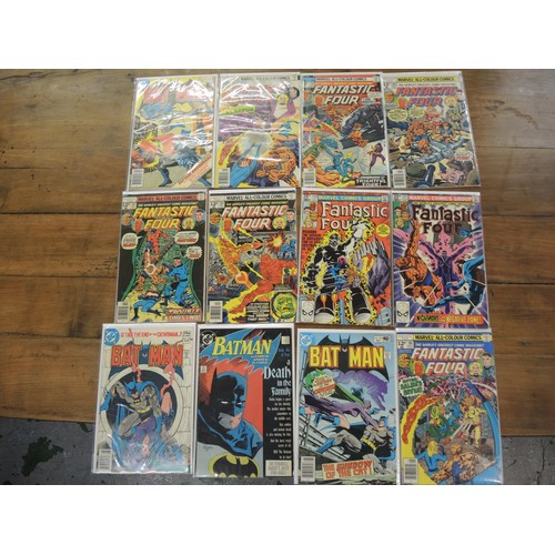 312 - Box containing a collection of various comics, including Fantastic Four 1970's, Batman 1980's, Shaza... 