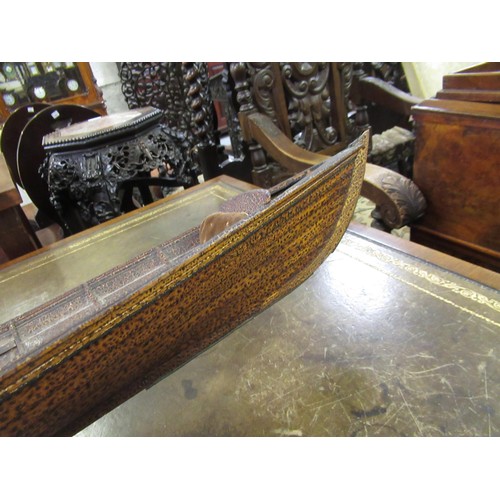 202 - Well detailed late 19th / early 20th Century clinker built model of a rowing boat, 48.5ins long over... 