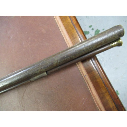 320 - 19th Century percussion cap double barrel shotgun, 46ins long