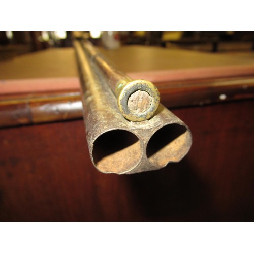 320 - 19th Century percussion cap double barrel shotgun, 46ins long