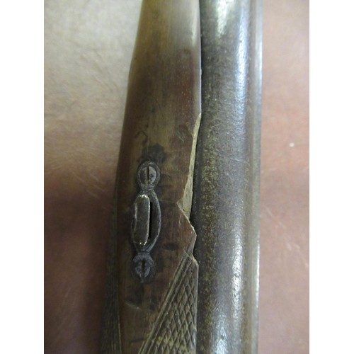 320 - 19th Century percussion cap double barrel shotgun, 46ins long