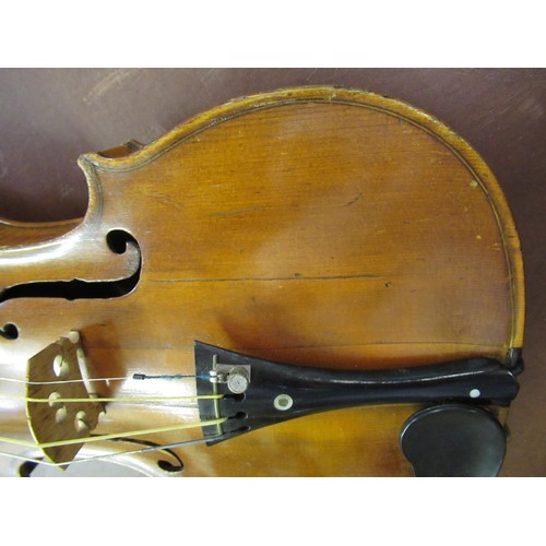 351 - 19th Century 14in violin with two bows, in a Hill & Sons fitted wooden case