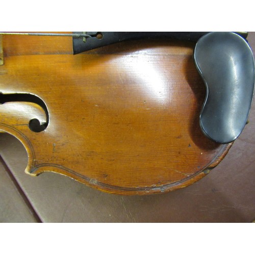 351 - 19th Century 14in violin with two bows, in a Hill & Sons fitted wooden case