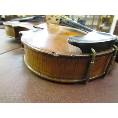 351 - 19th Century 14in violin with two bows, in a Hill & Sons fitted wooden case