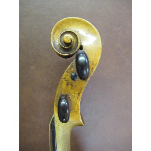 351 - 19th Century 14in violin with two bows, in a Hill & Sons fitted wooden case