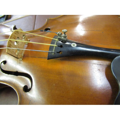 351 - 19th Century 14in violin with two bows, in a Hill & Sons fitted wooden case