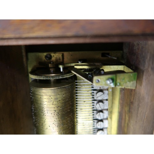 262 - 19th Century keywind musical box with a 10in cylinder and multi section comb, housed in a figured wa... 