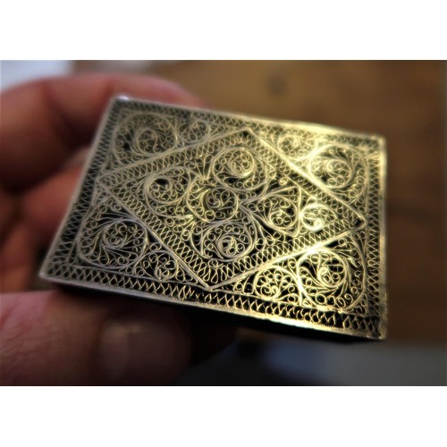 735 - Silver mounted embossed leather cigar case, silver floral engraved cigarette case, filigree work mat... 