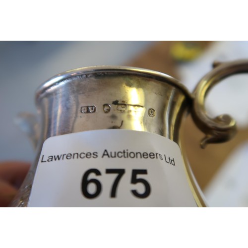 675 - Small Sheffield silver quaich engraved ' A Battery 21.4.60 ', and a Victorian silver floral embossed... 