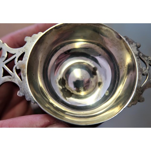 675 - Small Sheffield silver quaich engraved ' A Battery 21.4.60 ', and a Victorian silver floral embossed... 