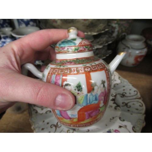 503 - 19th Century Canton enamel teapot having enamel decoration with birds, flowers and panels of figures... 