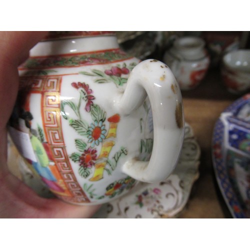 503 - 19th Century Canton enamel teapot having enamel decoration with birds, flowers and panels of figures... 