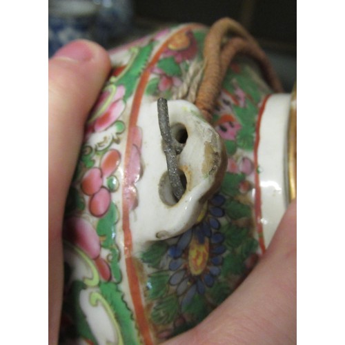 503 - 19th Century Canton enamel teapot having enamel decoration with birds, flowers and panels of figures... 