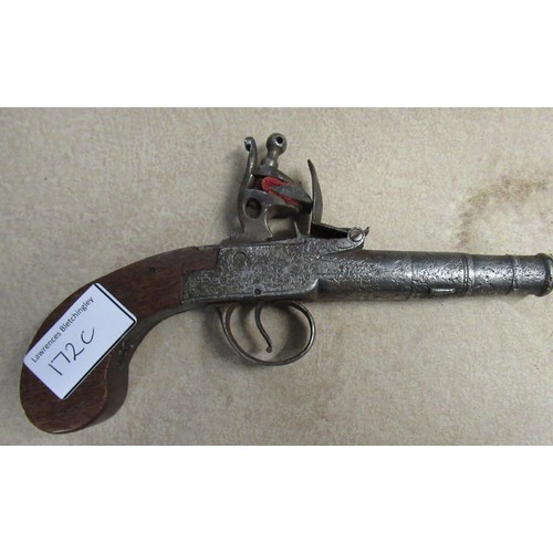 172C - 18th Century flintlock pocket pistol, in excavated condition