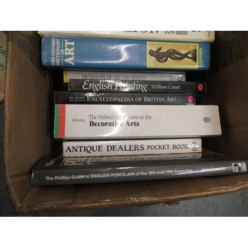 560 - Two boxes containing a collection of various books related to ceramics, art and antiques