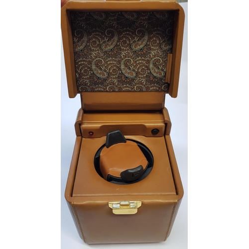 1023 - Scatola Del Tempo, tan leather cased battery operated watch winder