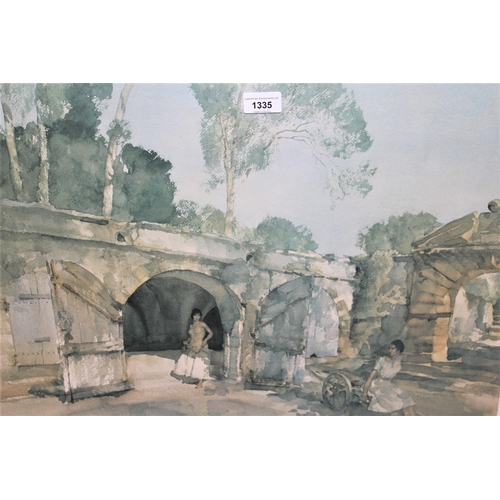 1335 - Russell Flint, Limited Edition print, No. 265 / 850, figures in a courtyard, unsigned and another Ru... 