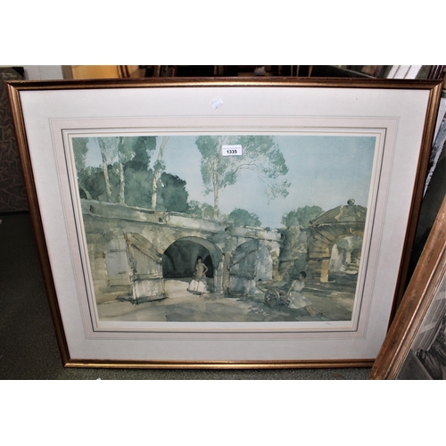 1335 - Russell Flint, Limited Edition print, No. 265 / 850, figures in a courtyard, unsigned and another Ru... 