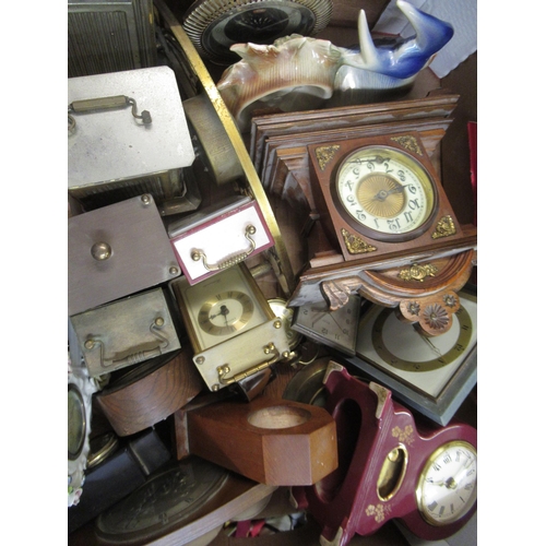 1494 - Quantity of various small mantel clocks together with a quantity of novelty miniature longcase clock... 