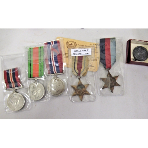 249 - Six various unnamed World War II medal groups comprising:  39 / 45 medals, Defence medals and variou... 