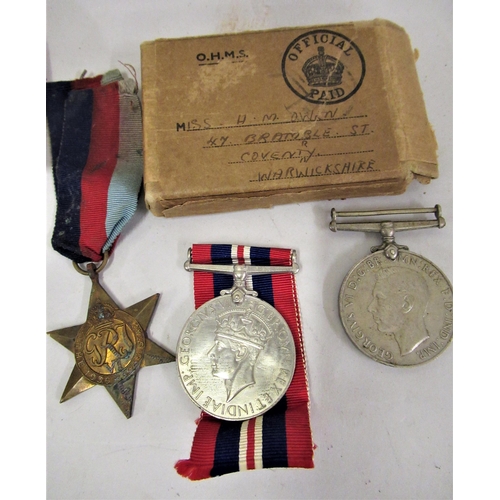 249 - Six various unnamed World War II medal groups comprising:  39 / 45 medals, Defence medals and variou... 