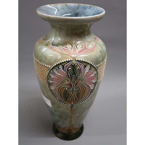 531 - Eliza Simmance for Royal Doulton, pair of baluster vases decorated with an Art Nouveau design, 12.5i... 