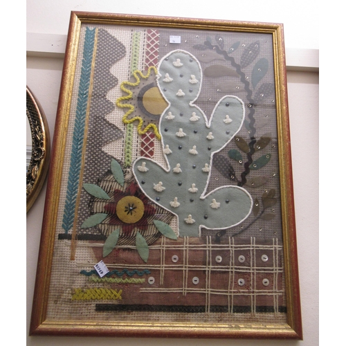 54 - Collection of framed textile pictures including crochet work, embroidery and other items